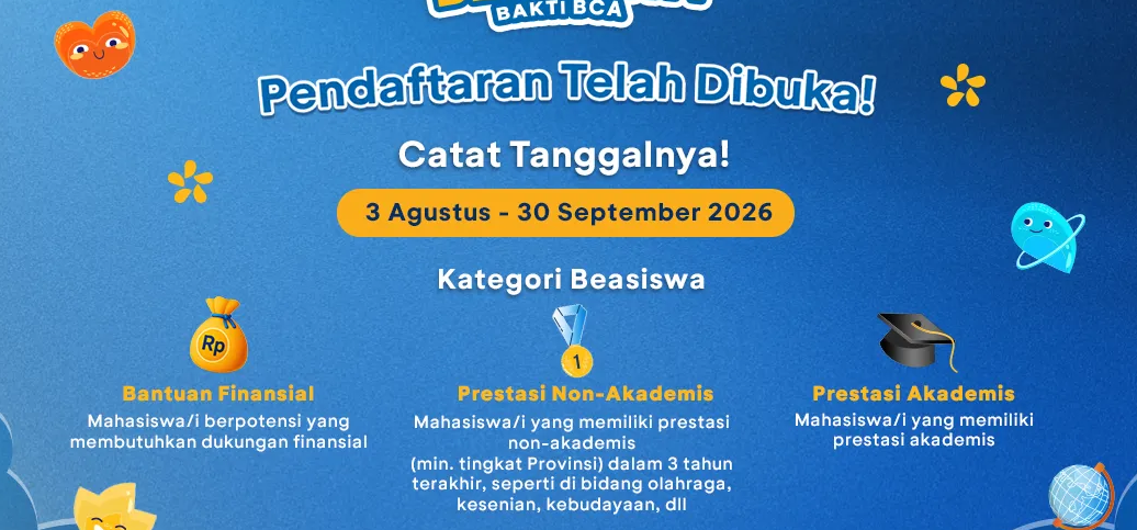 Beasiswa Bakti BCA 2027 Masih Dibuka hingga 30 September